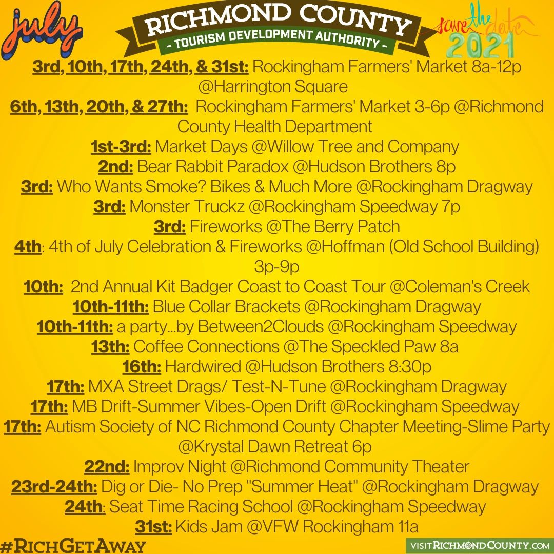 Upcoming Events In July 2021